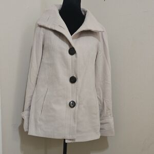 Zara Badics Cream Wool Blend Coat Sz Small